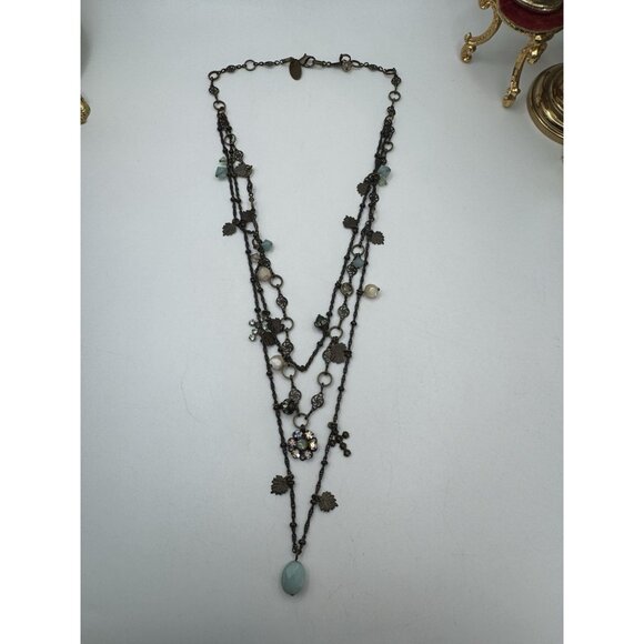 Liz Palacios Layered Necklace Crystal Beads Multi Strand Boho Vintage Jewelry - Picture 8 of 8